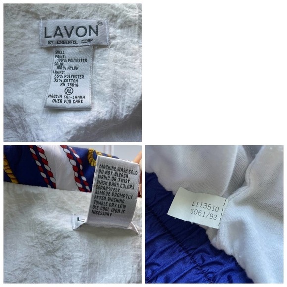 LAVON Windbreaker Jacket Vintage Nautical Size XLarge American theme Coastal - Picture 7 of 12